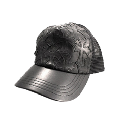 クロムハーツセメタリークロスレザーパッチトラッカーキャップ