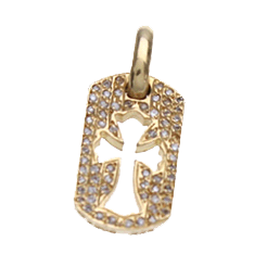 クロムハーツ22K&nbsp;PAVEダイヤ&nbsp;タイニーカットアウトクロスネックレストップ