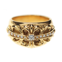 22Kパヴェダイヤフローラルクロスリング