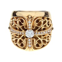 22Kパヴェダイヤ クラシックオーバルクロスリング