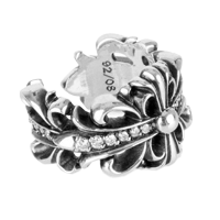 パヴェダイヤダブルフローラルクロスリング